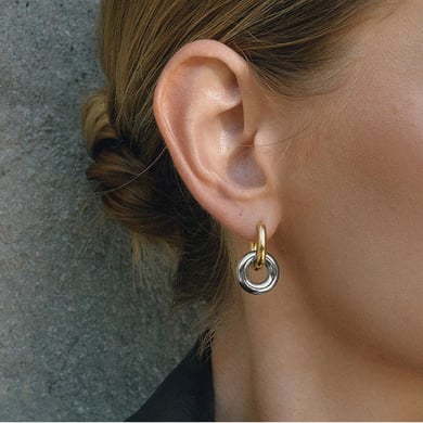 1 Pair Simple Circle Mixed Gold&Silver Colors Stainless Steel Women's Hoop Earrings h5 Picture4