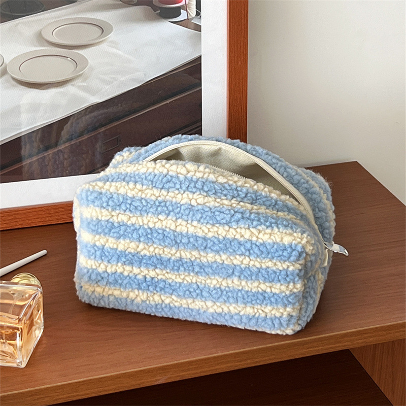 Trousse de maquillage simple et classique en polyester pour femme, 1 pièce 