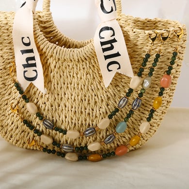 1 Piece  Retro Irregular Shape Rectangle Ceramics  Gold Color Women's Beaded Necklaces h5 Picture6