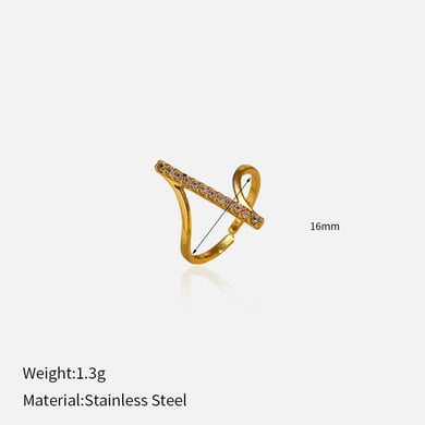 1 Piece Irregular Shape Stainless Steel Gold Color Minimalist Ring h5 