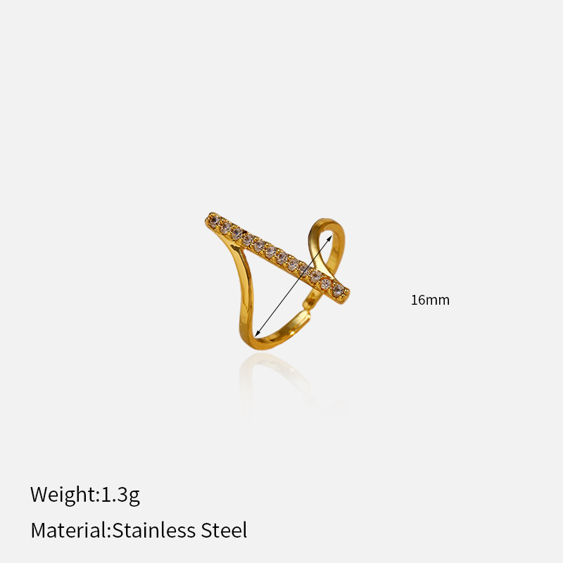 1 Piece Irregular Shape Stainless Steel Gold Color Minimalist Ring