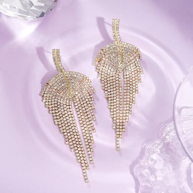 1 Pair Festive Series Tassel Leaf Copper Dangle Earrings h5 