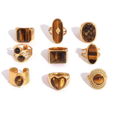 1 Piece  Retro Irregular Shape Stainless Steel  Gold Color Women's  Statement Rings h5 Picture5