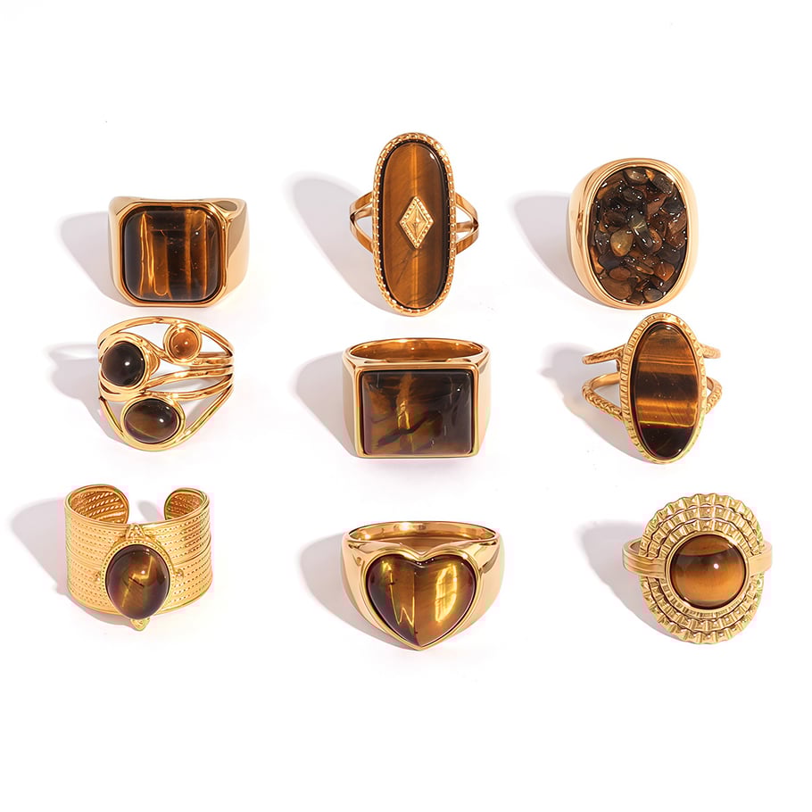 1 Piece  Retro Irregular Shape Stainless Steel  Gold Color Women's  Statement Rings Picture5