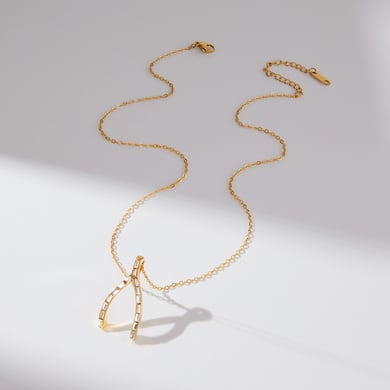 1 Piece Classic Irregular Shape Stainless Steel Gold Color Zircon Women's Pendant Necklaces h5 Picture6