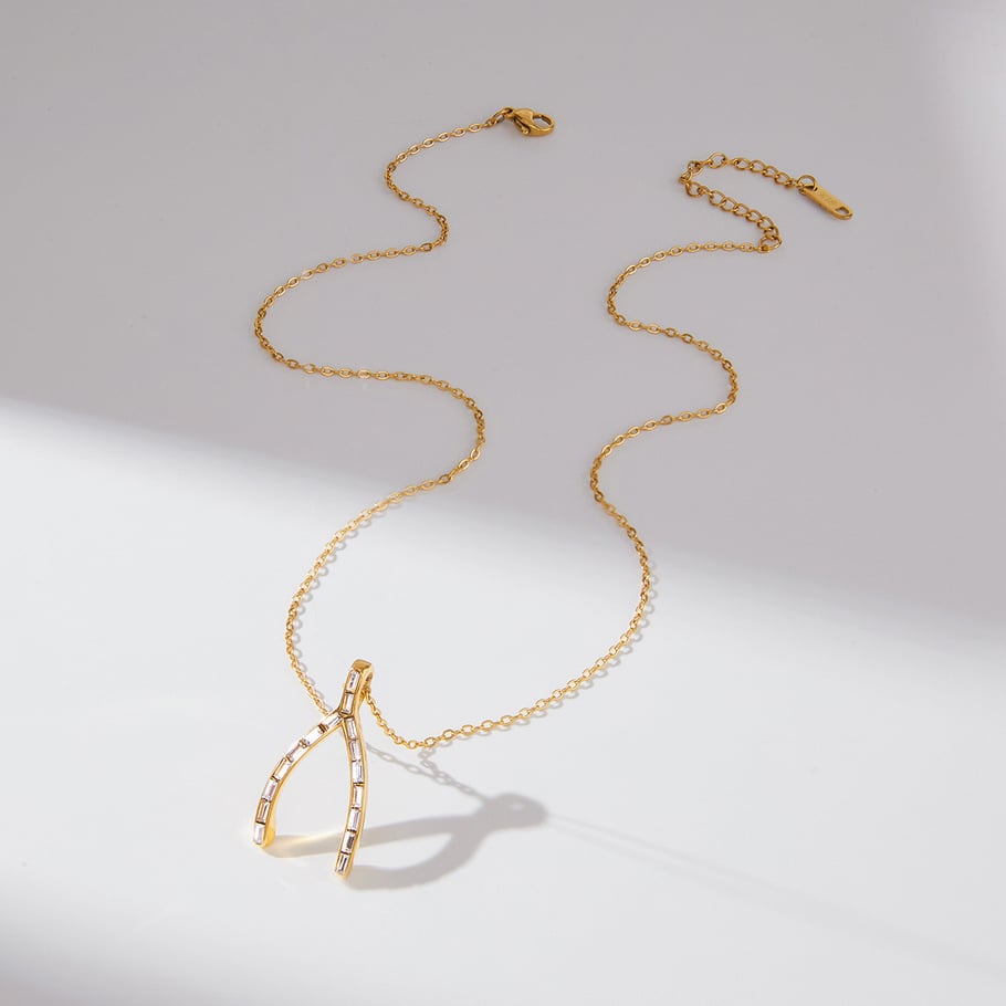 1 Piece Classic Irregular Shape Stainless Steel Gold Color Zircon Women's Pendant Necklaces Picture6