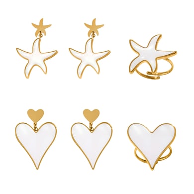 Elegant Shell Heart Stainless Steel Gold Color Women's Jewelry Sets h5 Picture7