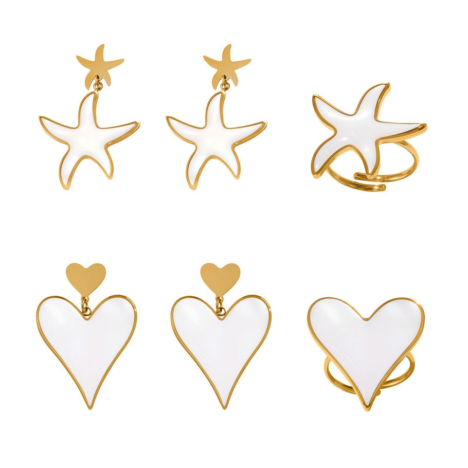Elegant Shell Heart Stainless Steel Gold Color Women's Jewelry Sets Picture7