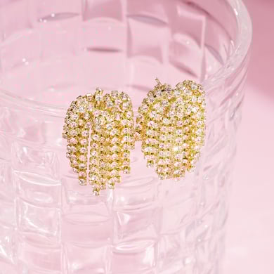1 Pair Festive Series Flower Tassel Copper Stud Earrings h5 Picture3