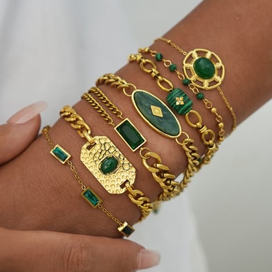 1 Stück Retro Unregelmäßige Form Edelstahl Gold Farbe Damen Kette Armbänder h5 Bild7