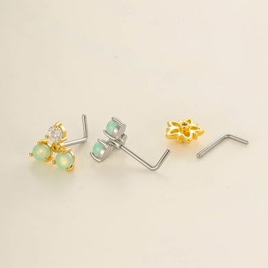 1 Piece Flower Copper Gold Color Zircon Nose Stud h5 Picture3