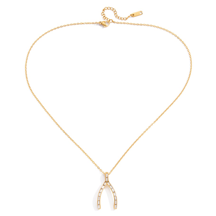 1 Piece Classic Irregular Shape Stainless Steel Gold Color Zircon Women's Pendant Necklaces 