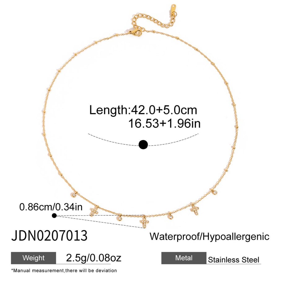 1 Piece Sophisticated Cross Stainless Steel Gold Color Zircon Women's Pendant Necklaces h5Picture2