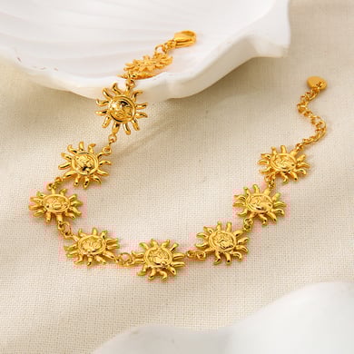 1 Piece  Natural Sun Patchwork Stainless Steel  Gold Color  Anklets h5 Picture3
