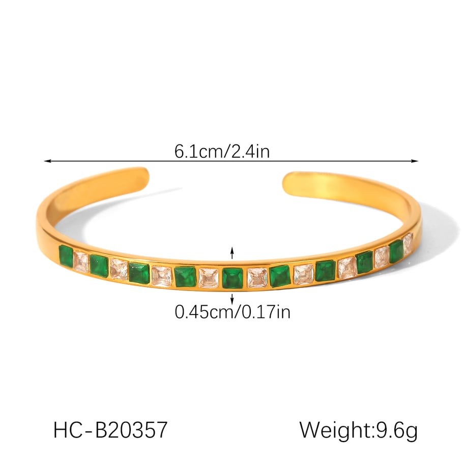 1 stuk luxe serie roestvrijstalen armband met gouden zirkonia h5Afbeelding2