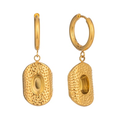 1 paio di orecchini pendenti in acciaio inossidabile color oro con motivo etnico a martello h5 Immagine5