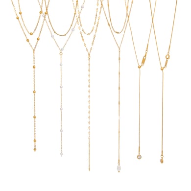 Set di collane in acciaio inossidabile color oro con catena a forma di Y h5 Immagine5