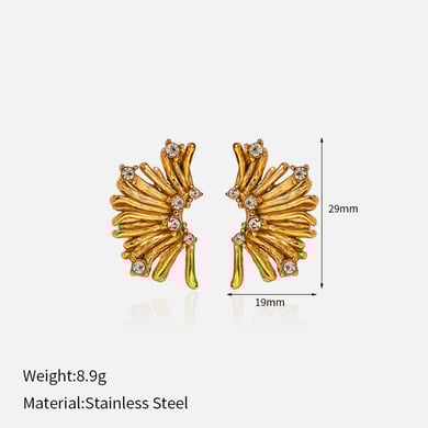 1 Pair Irregular Shape Stainless Steel Gold Color Stud Earrings h5 