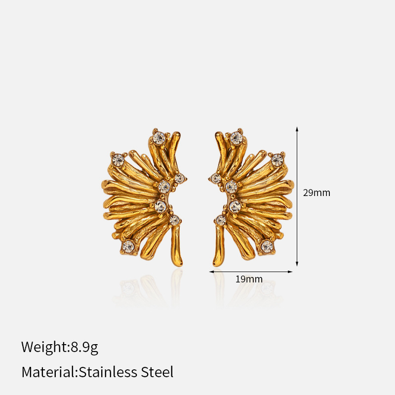 1 Pair Irregular Shape Stainless Steel Gold Color Stud Earrings 