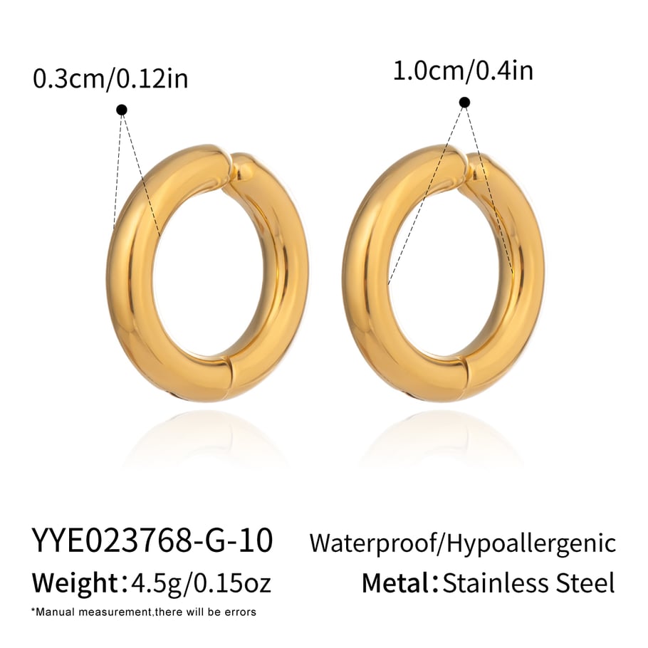 1 Pair Circle Stainless Steel Gold Color Ear Cuffs 