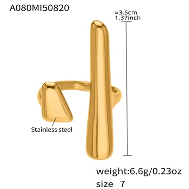 1 Piece Modern Irregular Shape Stainless Steel Gold Color Statement Rings h5 Picture2