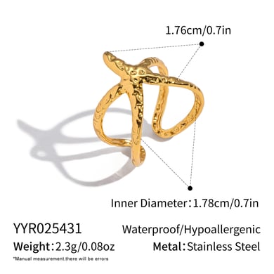 1 Stück Seestern Edelstahl Goldfarben Statement Ring h5 