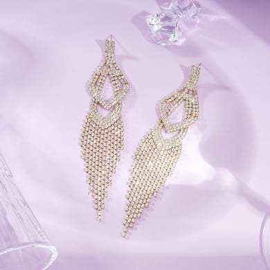 1 Pair Festive Series Irregular Shape Tassel Alloy Dangle Earrings h5 Picture3