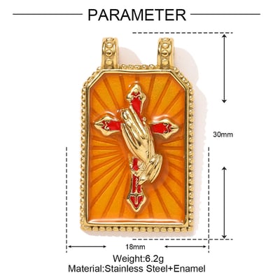 Pendentif de tarot luxueux en acier inoxydable couleur or pour femme, 1 pièce h5 Image2