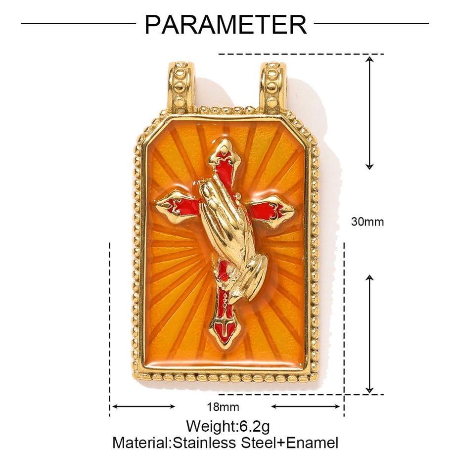 Pendentif de tarot luxueux en acier inoxydable couleur or pour femme, 1 pièce Image2