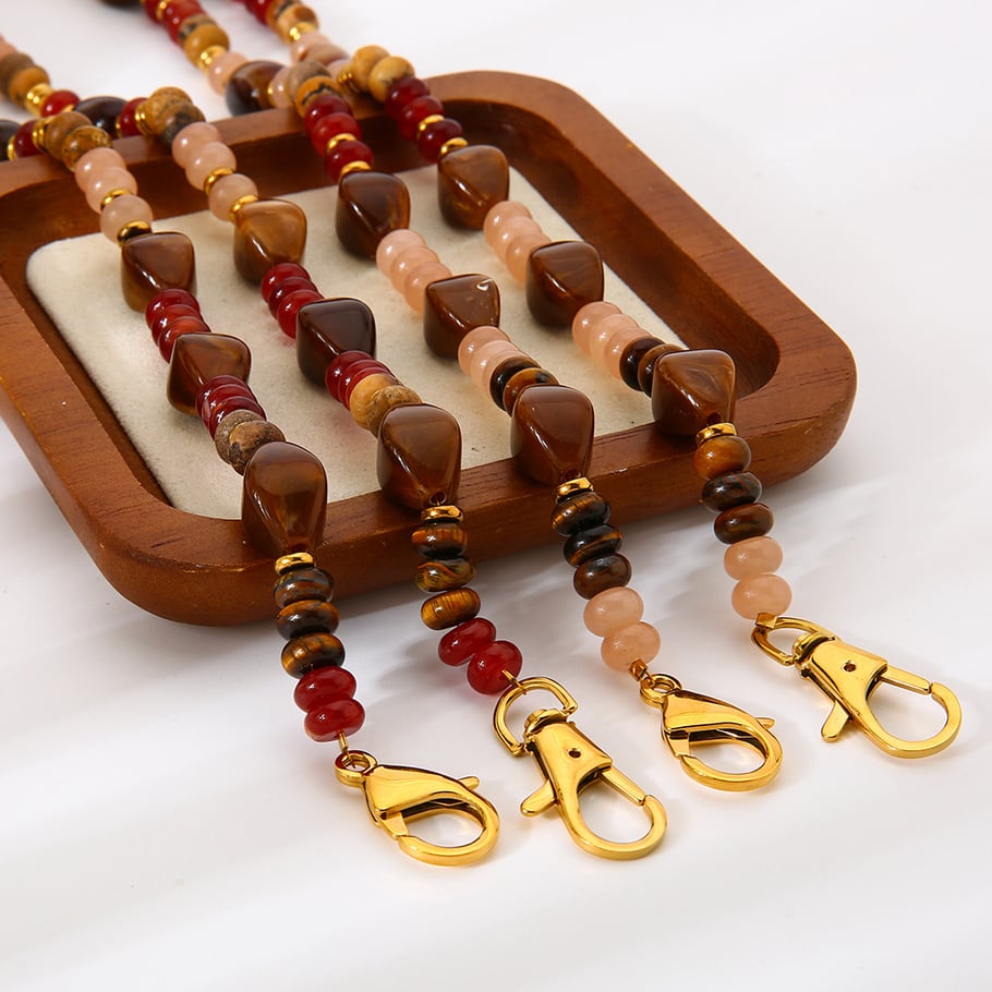 1 Piece Classic Retro Beads Acrylic   Gold Color  Women's Beaded Necklaces Picture2