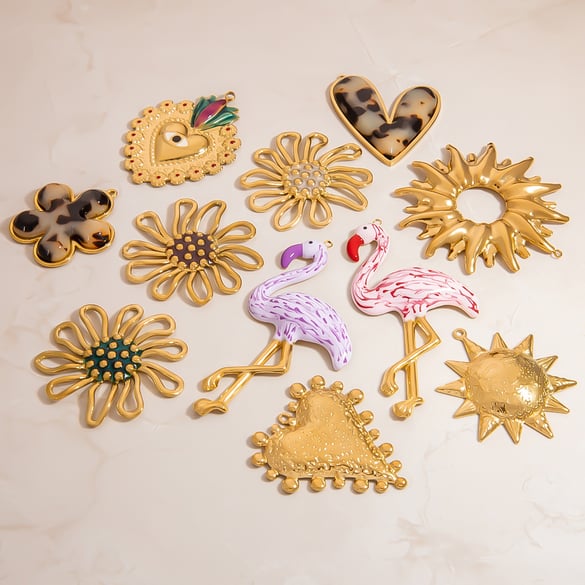 1 Piece Romantic Flower Stainless Steel  Gold Color DIY Pendant