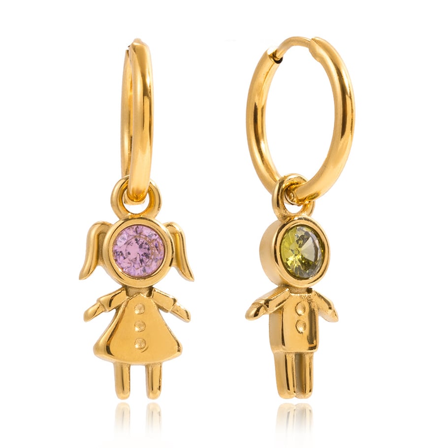 1 Pair Romantic Children Stainless Steel Gold Color Zircon Women's Drop Earrings