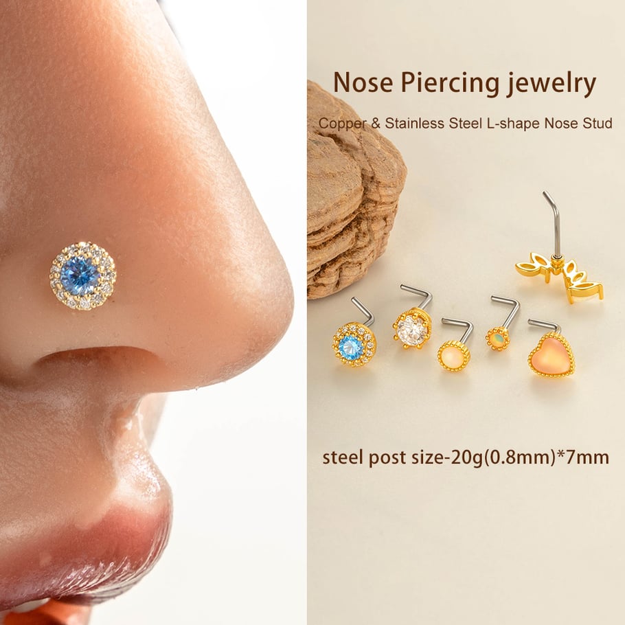 1 Piece Copper Gold Color Zircon Nose Stud h5Picture4