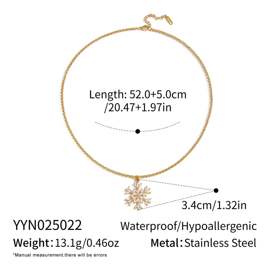 Collana con ciondolo color oro a forma di fiocco di neve in acciaio inossidabile da 1 pezzo