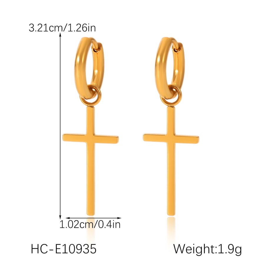 1 paire de boucles d&#39;oreilles créoles en acier inoxydable doré et zircon pour femme Image2