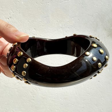 1 Piece Luxurious Retro Irregular Shape Resin Bangle h5 