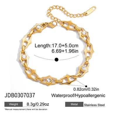 1 Piece Exquisite Chain Stainless Steel Gold Color Zircon Women's Chain Bracelets h5 