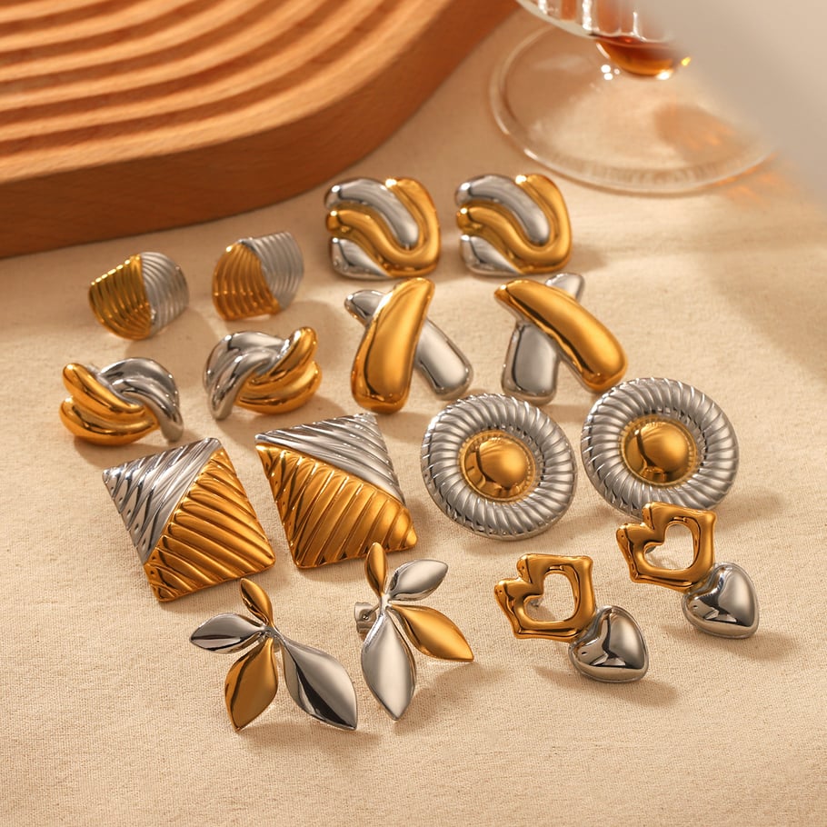 1 Pair  Star Mixed Gold Color And Silver Colors Stainless Steel  Women's Stud Earrings Picture4