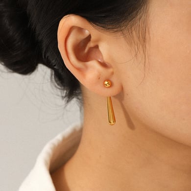 1 Paar Tropfen-Ohrstecker aus Edelstahl in Goldfarbe h5 Bild5