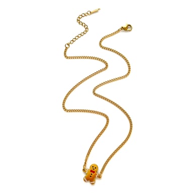 Collana con ciondolo natalizio color oro in acciaio inossidabile da 1 pezzo h5 