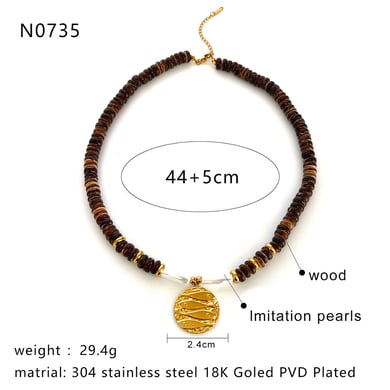 1 Piece Wooden Beads Pendant Necklace h5 Picture2