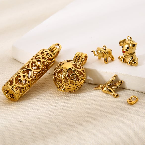 1 Piece DIY Carved  Hollowed Box  Stainless Steel  Women's Pendants 2
