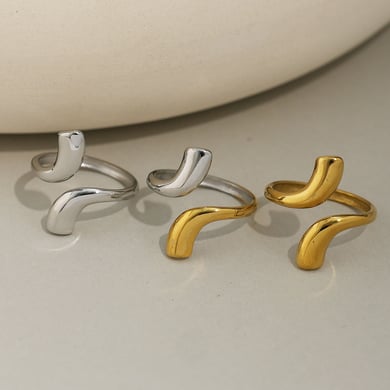 1 Stück einfache Statement-Ringe aus Edelstahl mit unregelmäßiger Form für Damen h5 Bild6