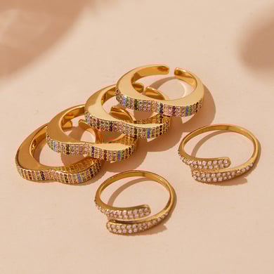 1 Piece Colorful Heart Stainless Steel Gold Color Zircon Women's Gemstone Rings h5 Picture2