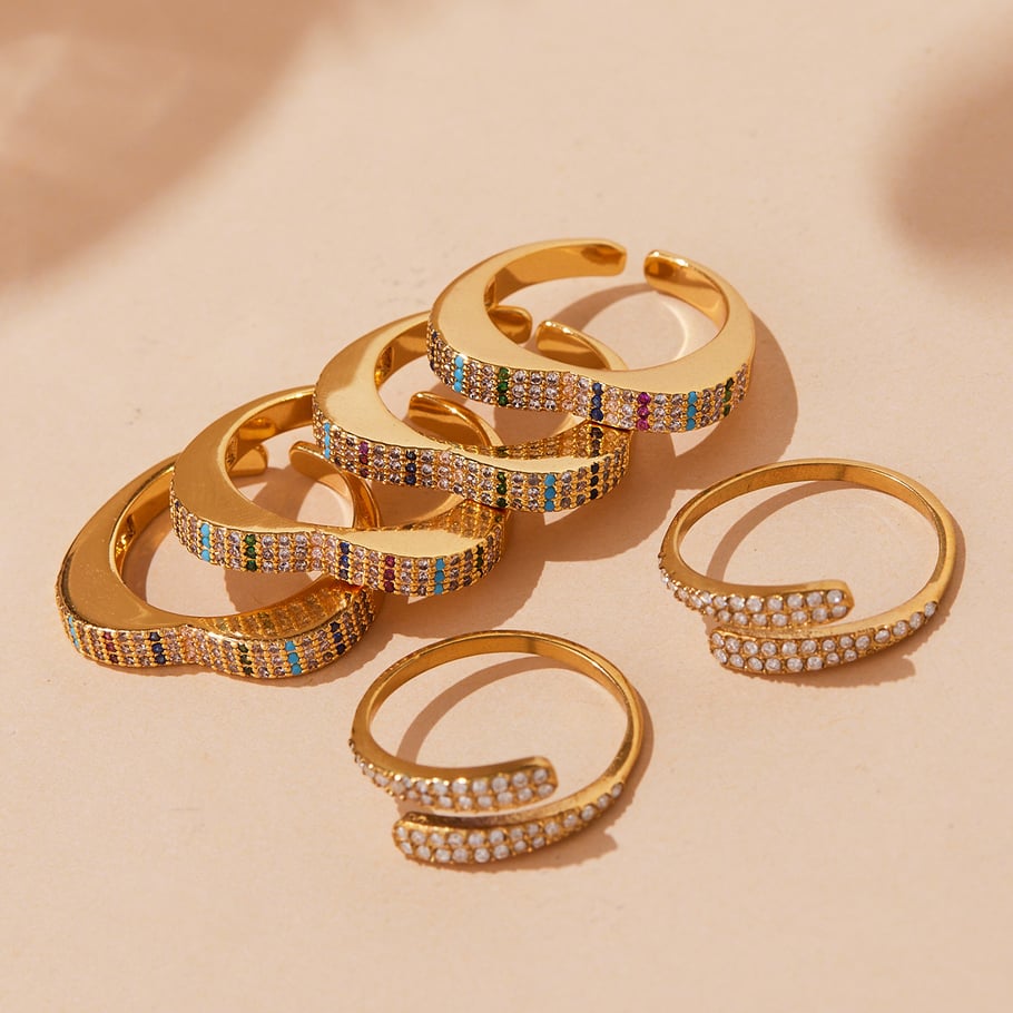 1 Piece Colorful Heart Stainless Steel Gold Color Zircon Women's Gemstone Rings Picture2