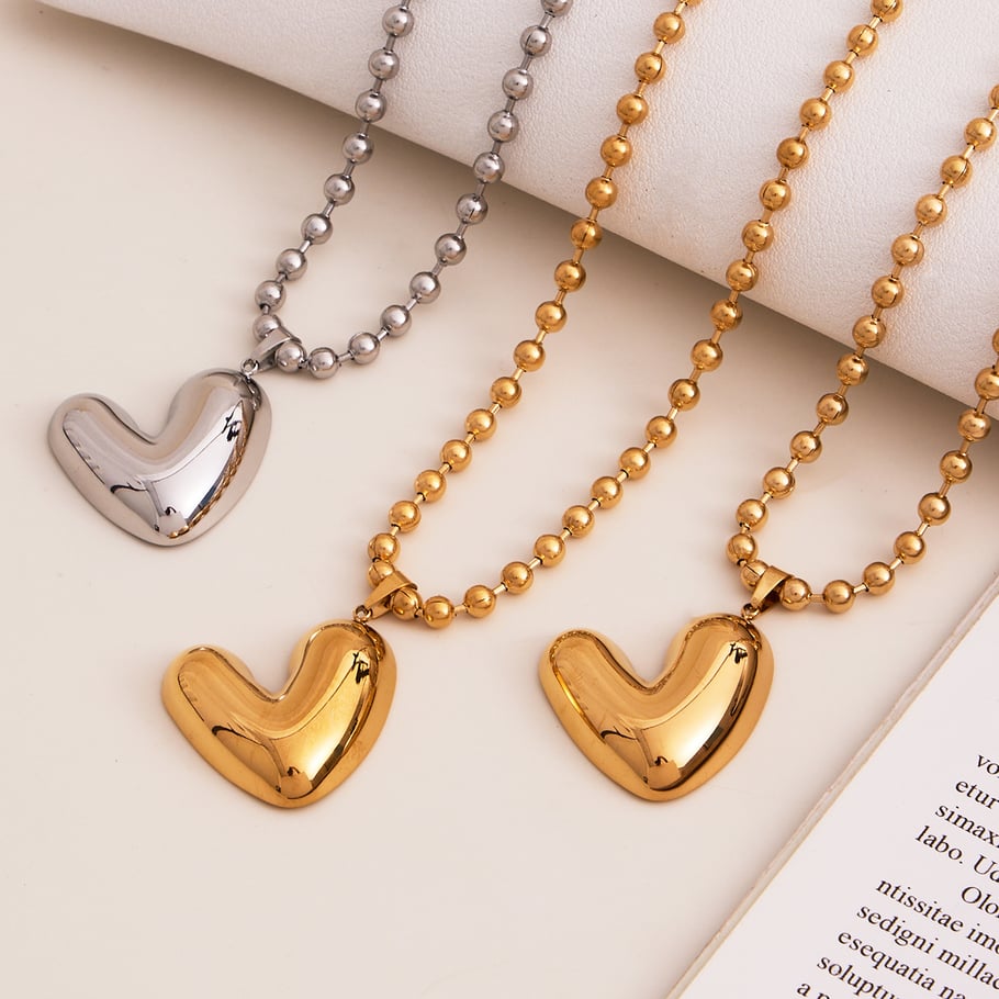 Minimalist Heart Stainless Steel Gold Color Women's Pendant Necklaces h5Picture3