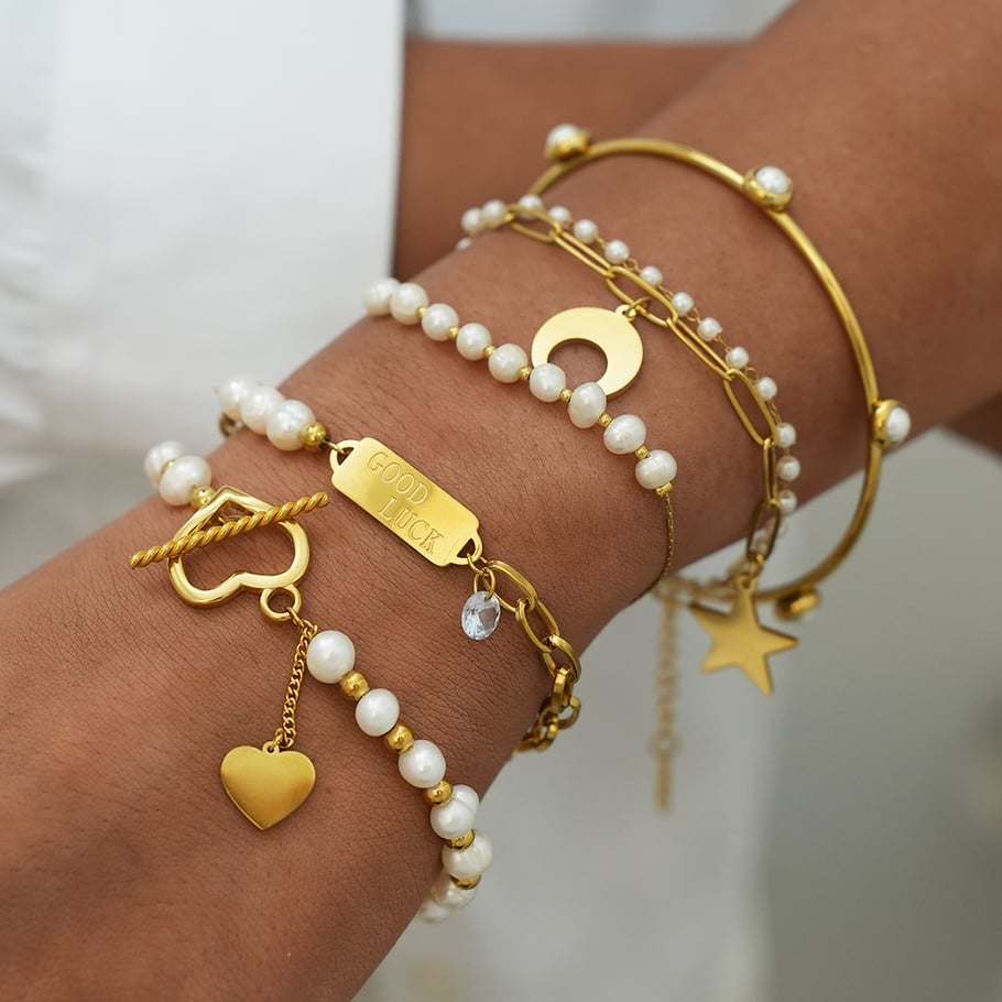 1 Stück unregelmäßig geformte Edelstahl-Kettenarmbänder in Goldfarbe für Damen Bild5
