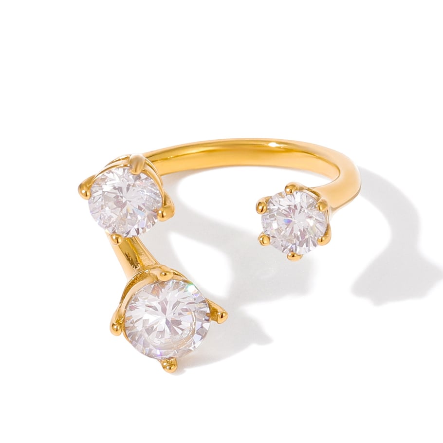 1 Piece Luxurious Irregular Shape Stainless Steel Gold Color Zircon Women's Gemstone Rings