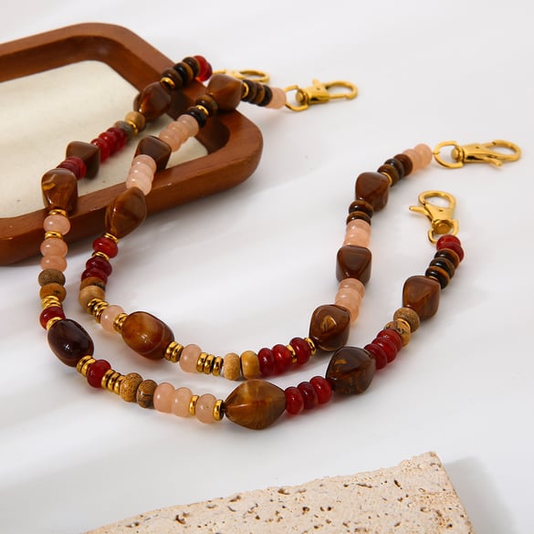 1 Piece Classic Retro Beads Acrylic   Gold Color  Women's Beaded Necklaces 2