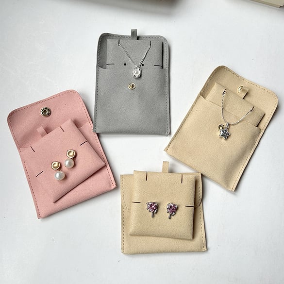 Solid Color Imitation Suede Jewelry Bag